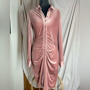 Chic Velvet Button-Down Long Sleeve Dress